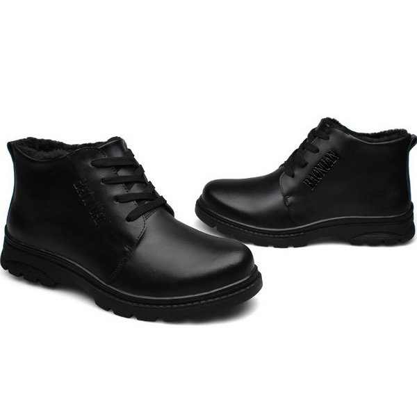 Mens épaisses chaussures en cuir véritable chaudes antiabrasion baskets